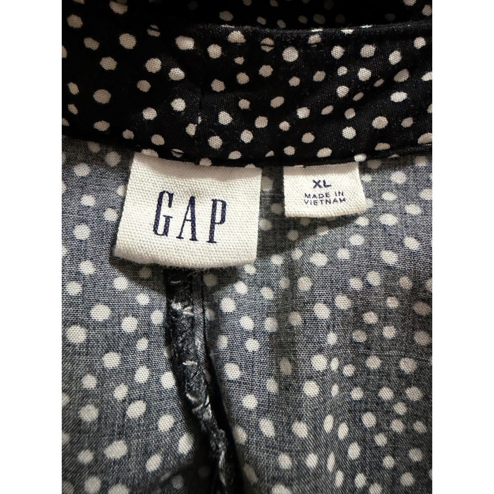 Gap Womens XL Black White Polka Dot V-Neck Rayon Shift Dress with Pockets - Picture 5 of 6
